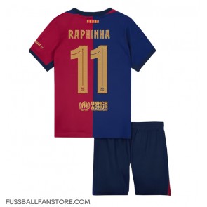 Barcelona Raphinha Belloli #11 Replik Heimtrikot Kinder 2024-25 Kurzarm (+ Kurze Hosen)